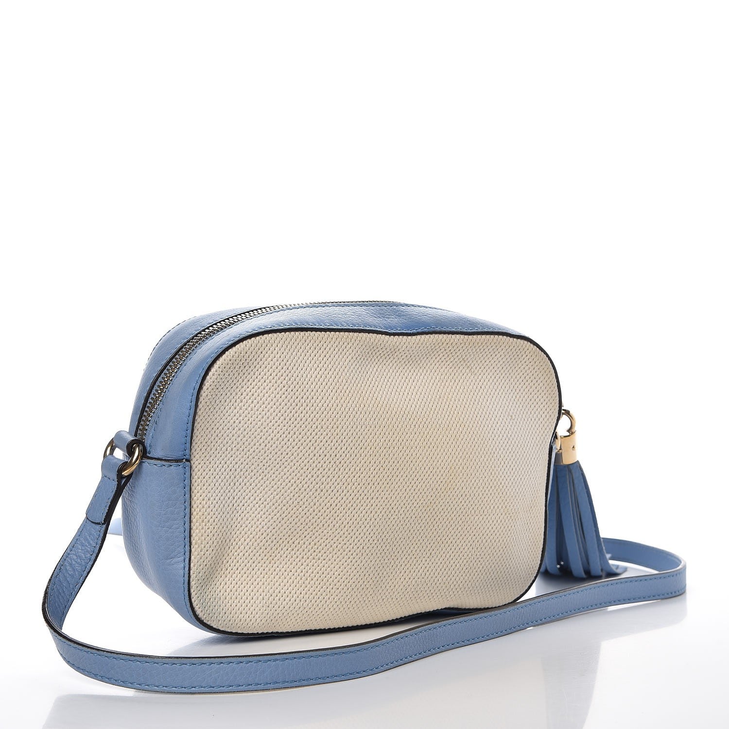 Gucci Pebbled Calfskin Canvas Soho Disco Bag Mineral Blue 3 of 9