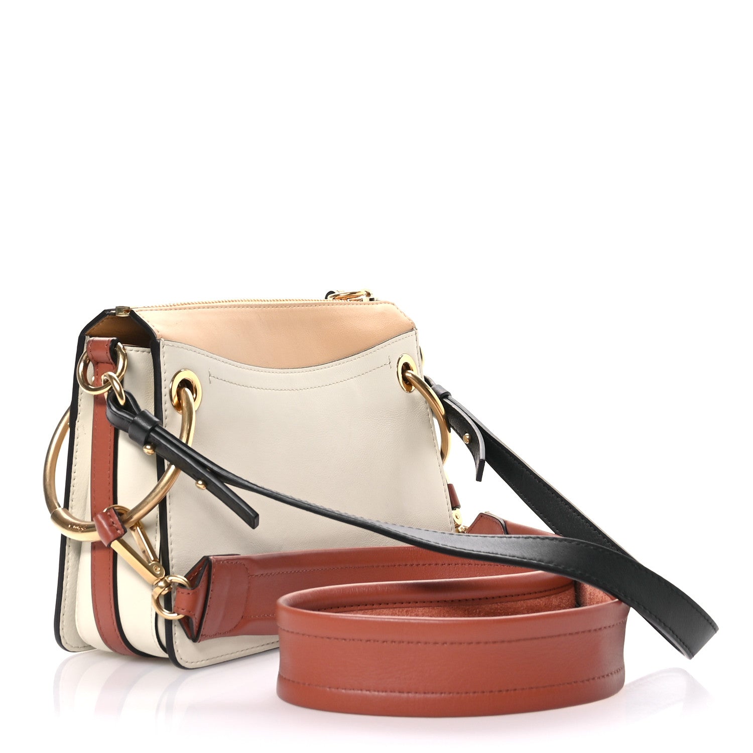 Chloe Calfskin Small Roy Tri-Color Bag Beige White 3 of 9