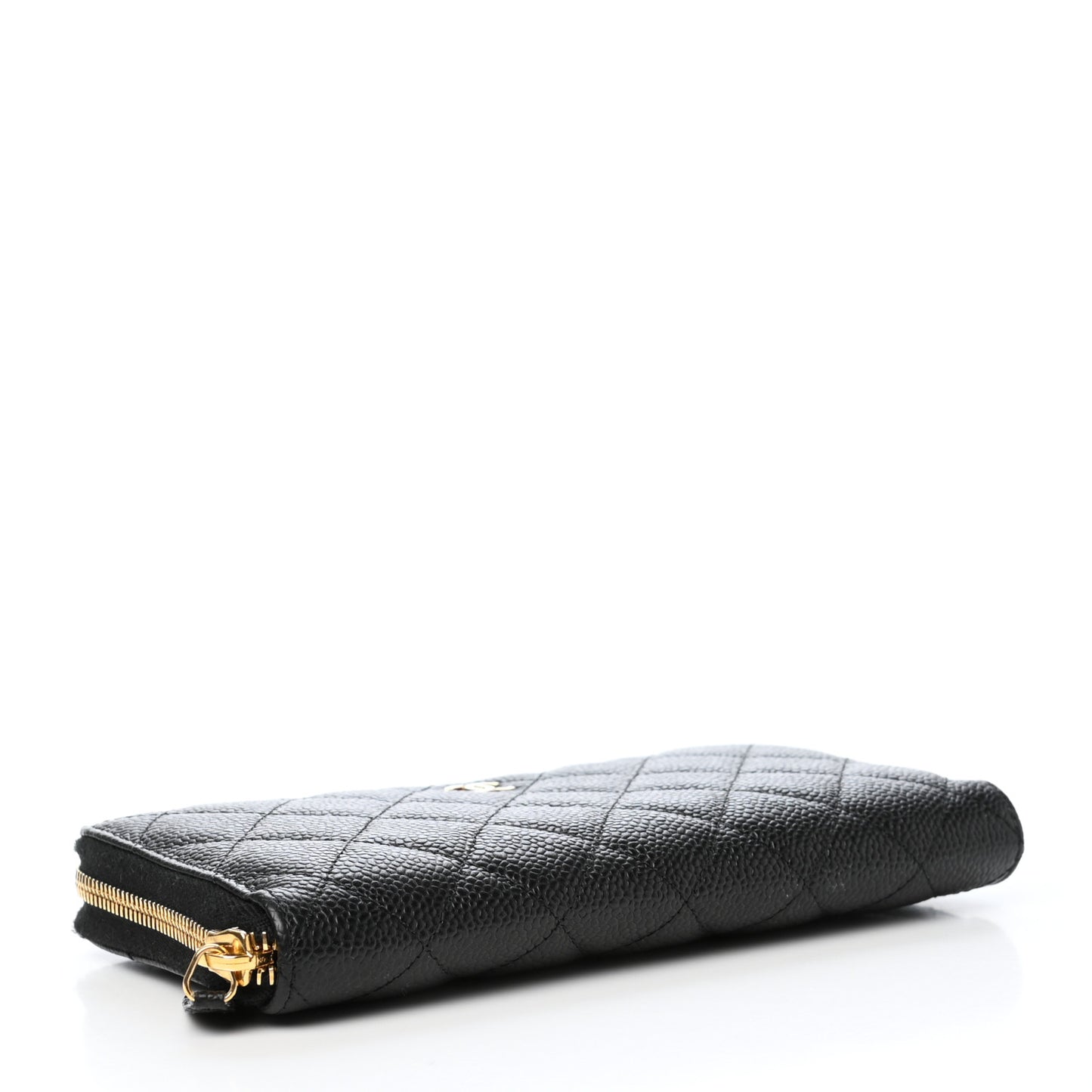 Caviar Quilted Large Gusset Zip Around Wallet Black