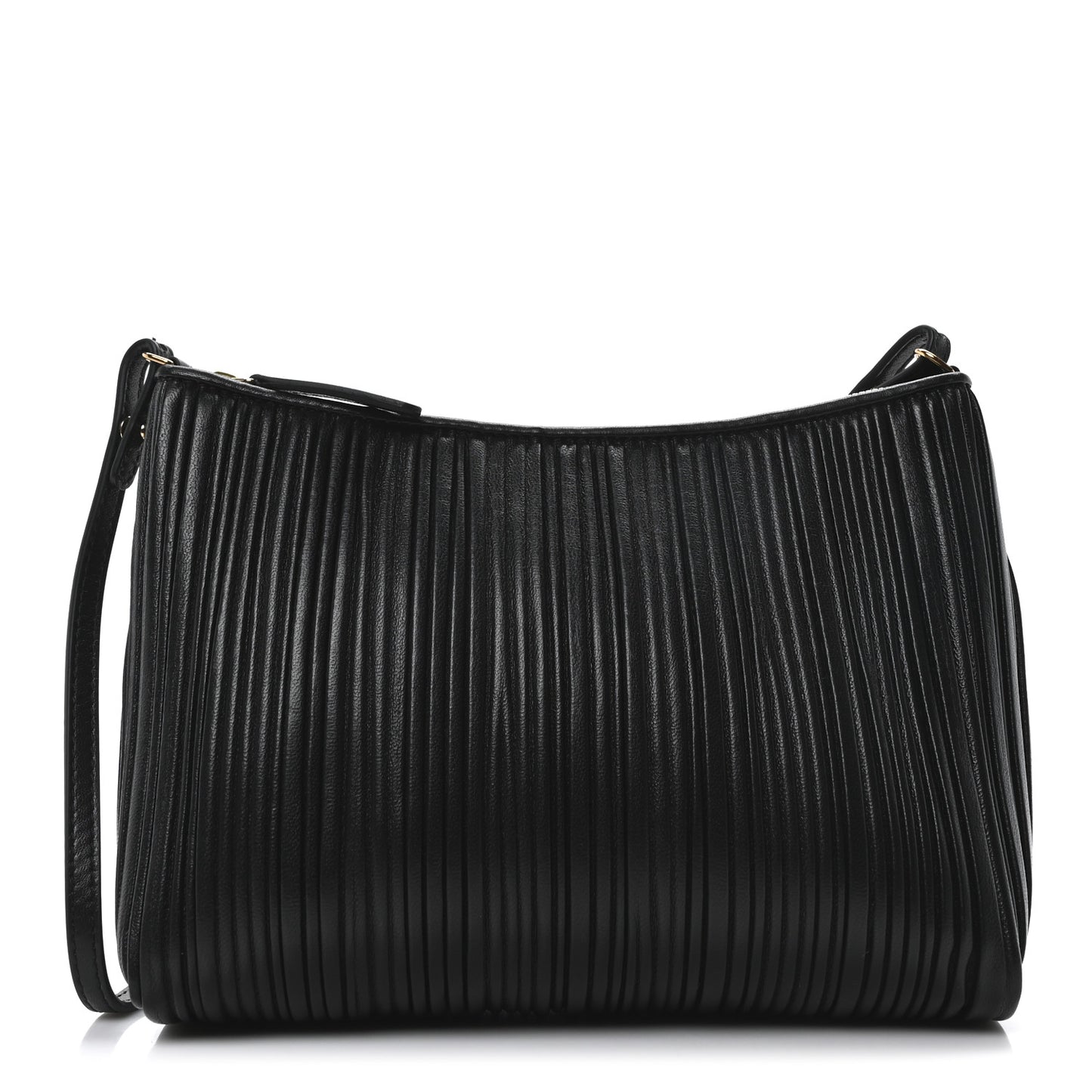 Lambskin Pleated Shoulder Bag Black