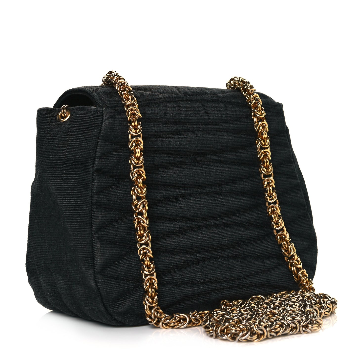 Grosgrain Canvas Quilted Envelope Flap Bag Black