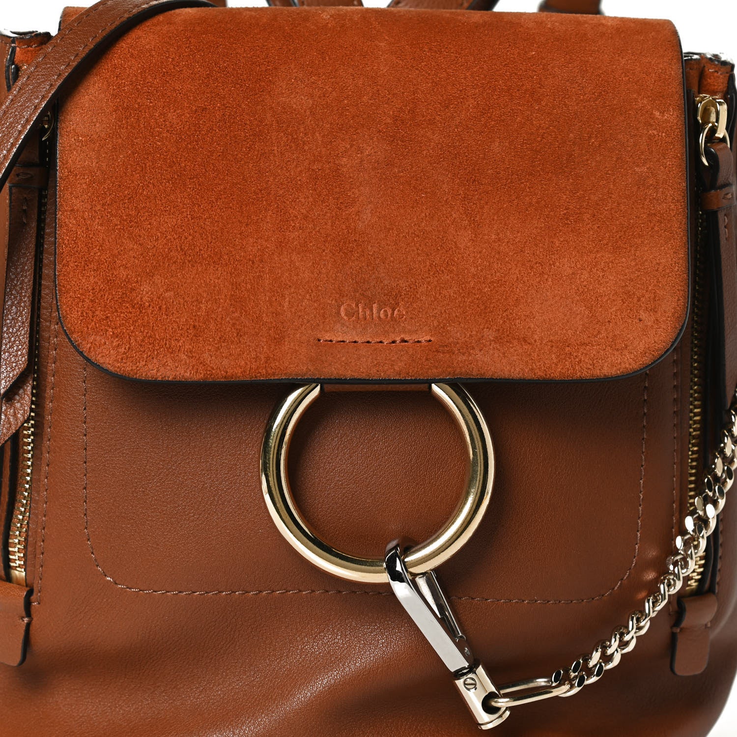 Chloe Suede Calfskin Medium Faye Backpack Tan 9 of 13