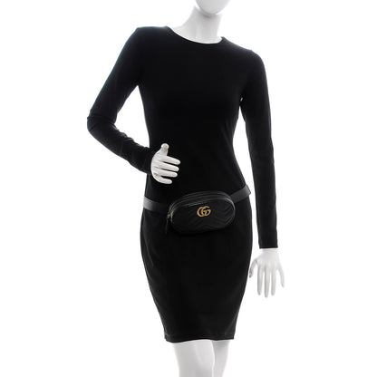 Gucci Calfskin Matelasse GG Marmont Belt Bag 95 38 Black 2 of 8
