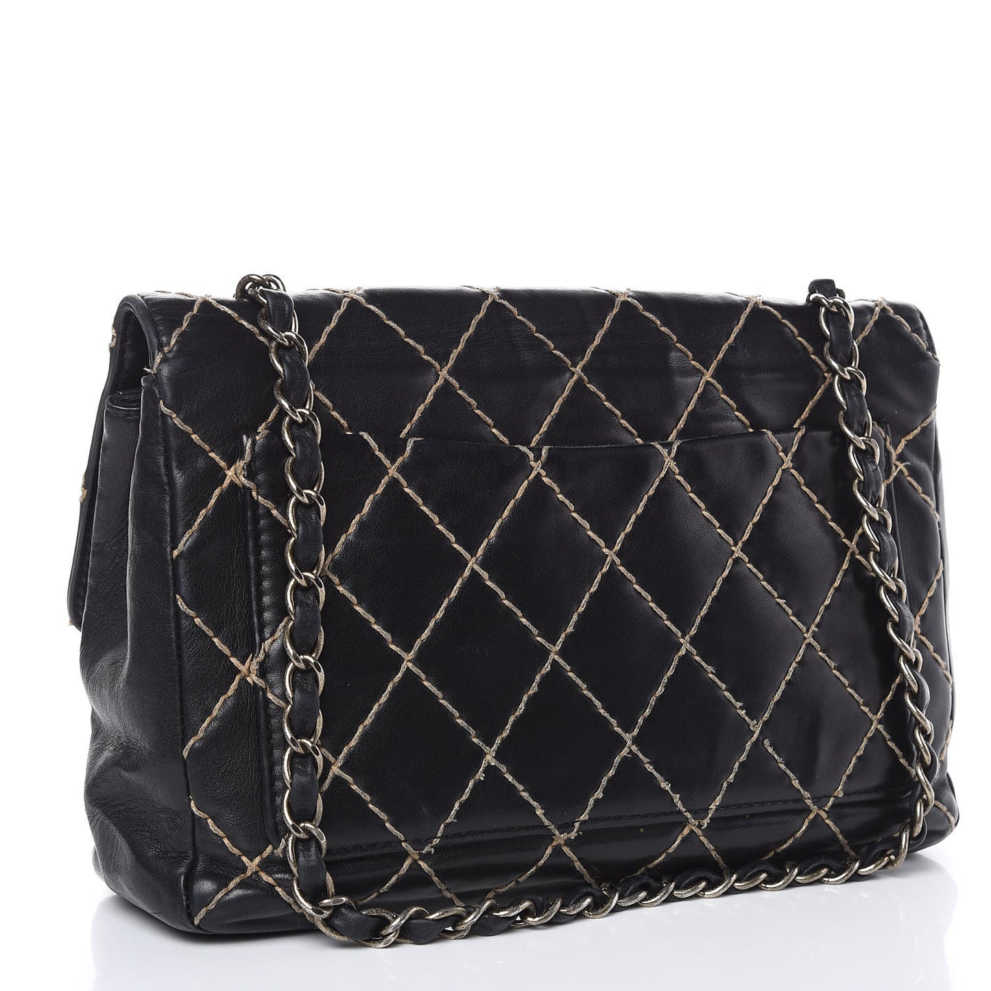 Calfskin Wild Stitch Jumbo Flap Black