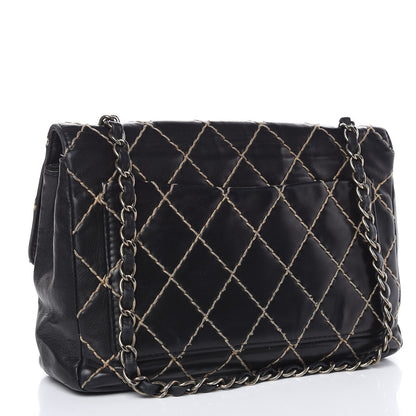 Chanel Calfskin Wild Stitch Jumbo Flap Black 3 of 19