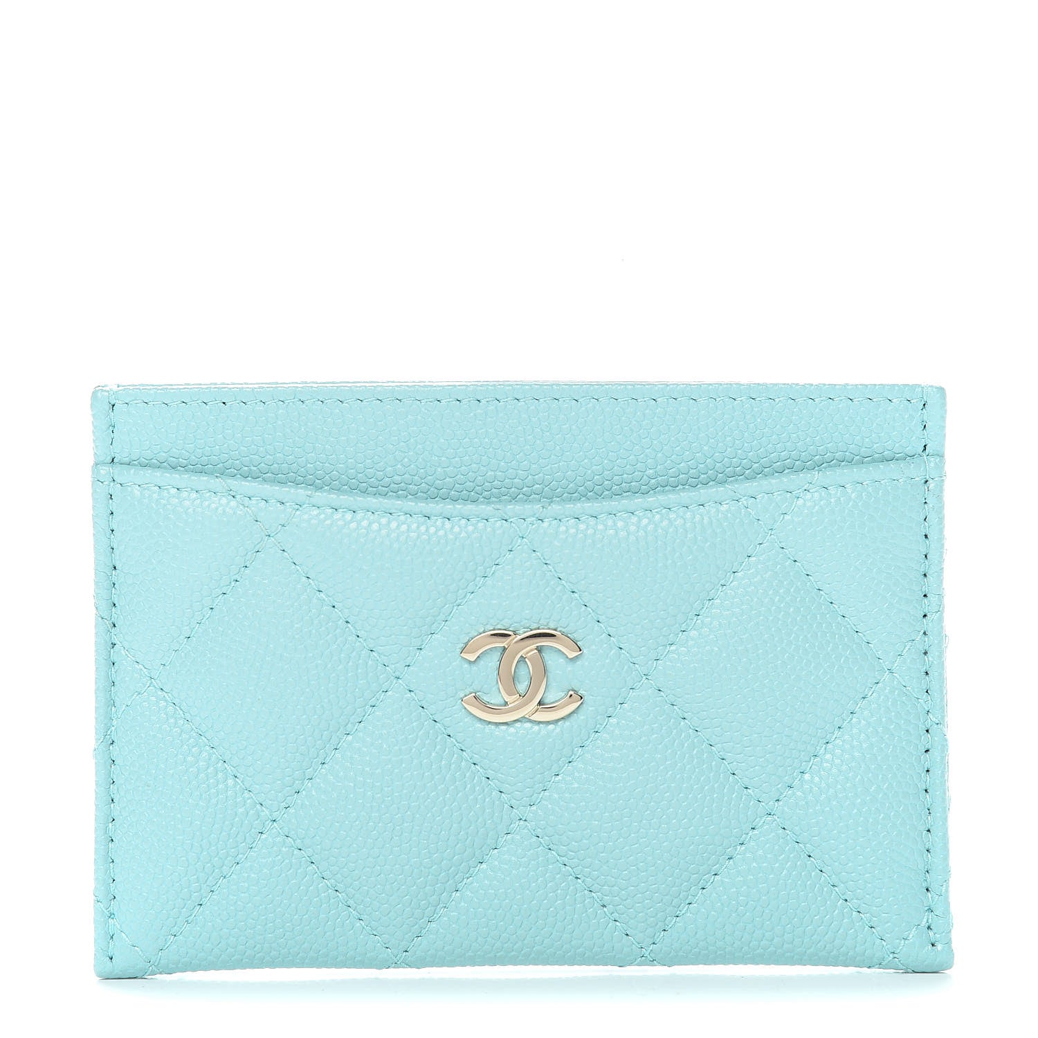 Chanel Caviar Quilted Card Holder Light Blue 1 of 9