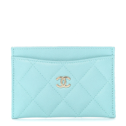 Chanel Caviar Quilted Card Holder Light Blue 1 of 9