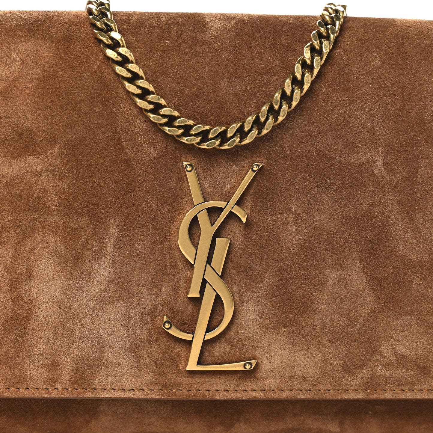 Suede Medium Monogram Kate Satchel Macaron