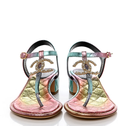 Chanel Goatskin Fantasy CC Pearl Thong Sandals 39 Multicolor 2 of 9