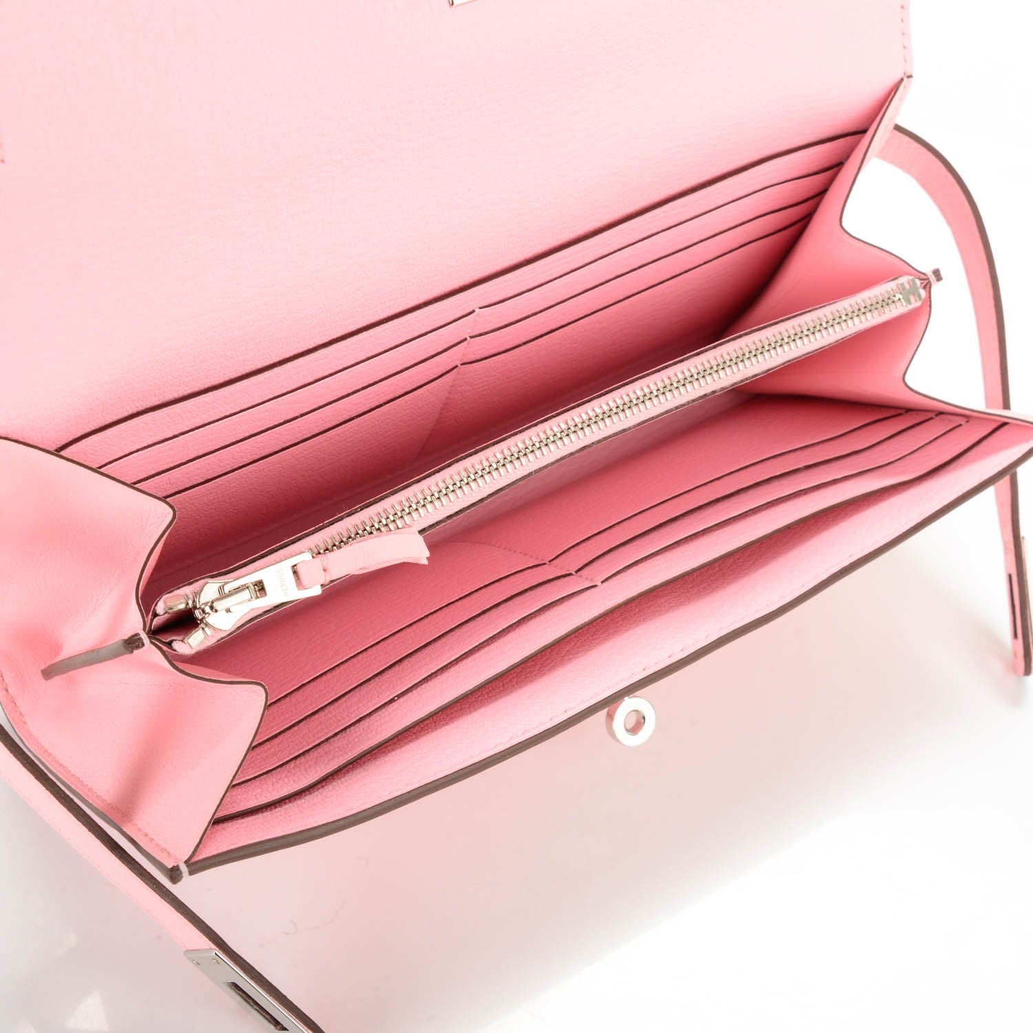 Hermes Swift Ghillies Kelly Longue Wallet Rose Sakura 6 of 8