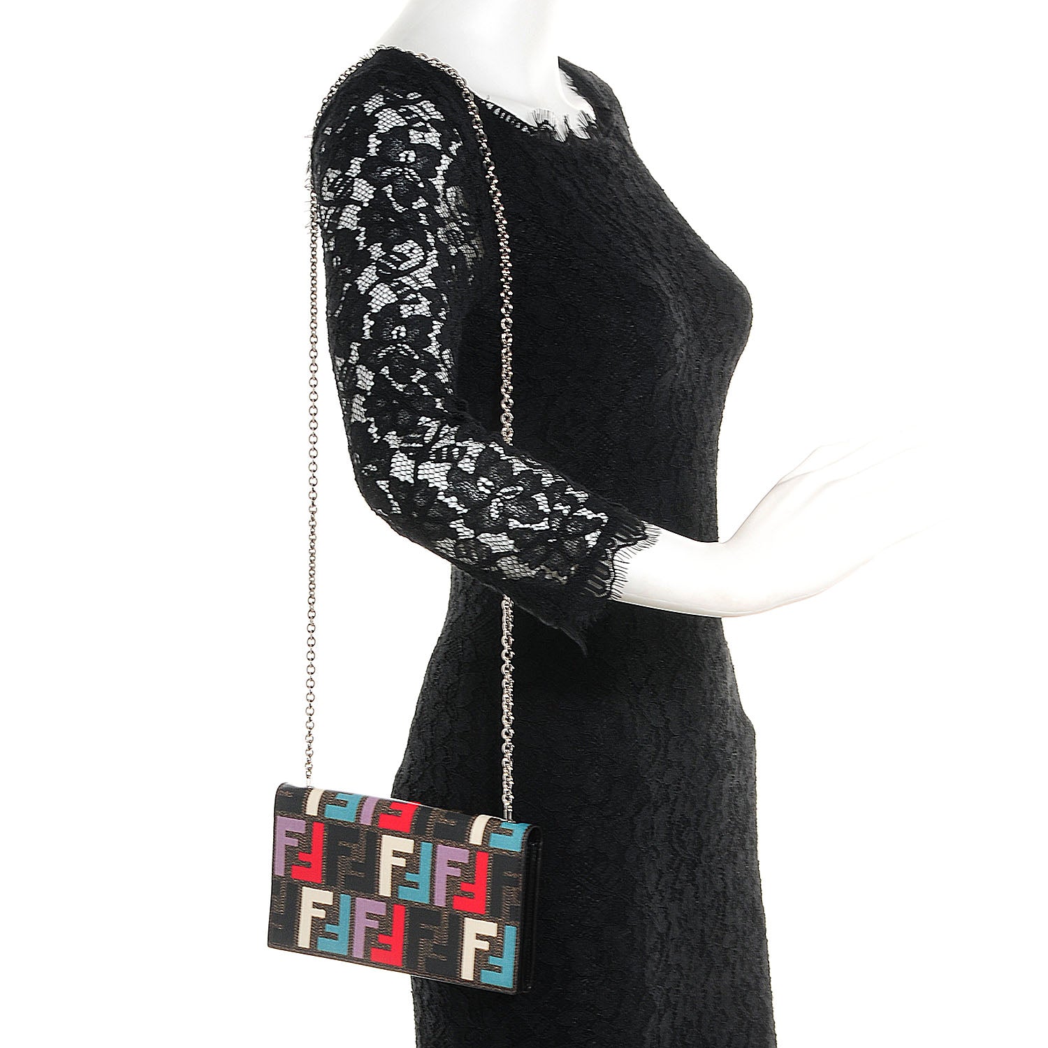 Fendi Zucca Spalmati Chain Clutch Pastello 2 of 9