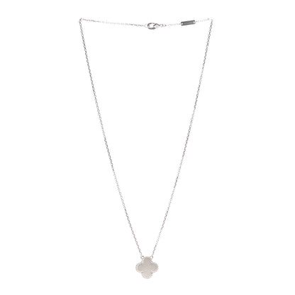 Van Cleef & Arpels 18K White Gold Mother of Pearl Vintage Alhambra Pendant Necklace 3 of 6