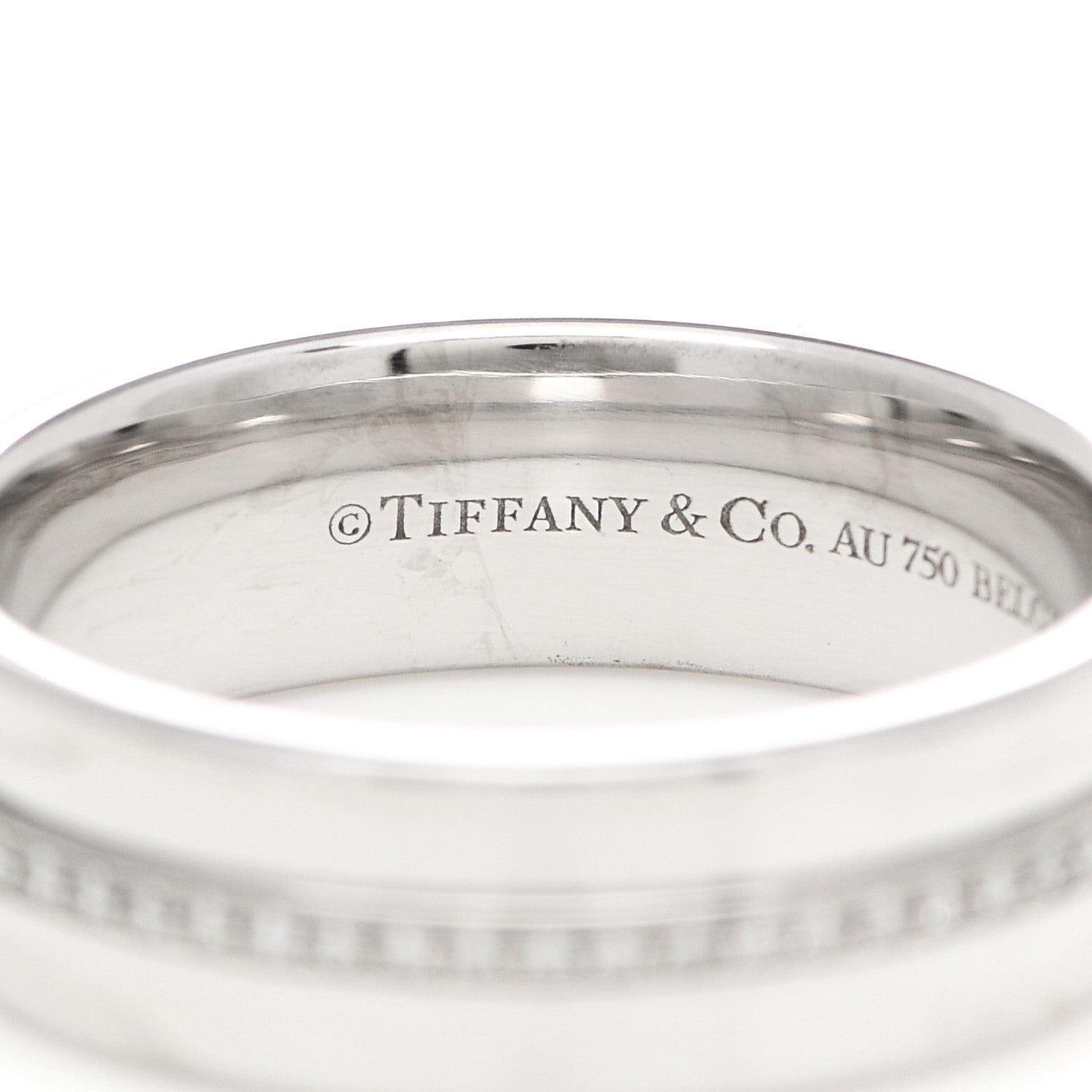 Tiffany 18K White Gold Diamond Wide T Two Ring 50 5.5 4 of 6