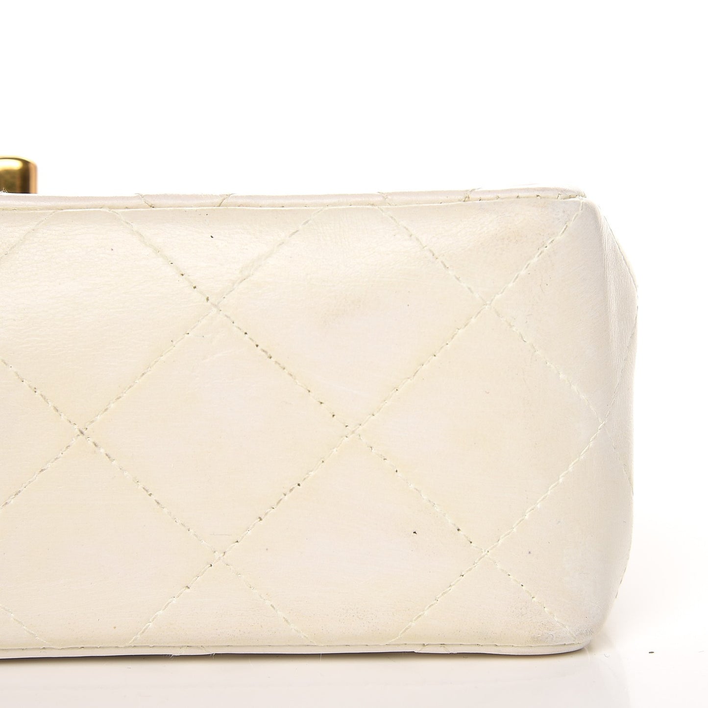 Lambskin Quilted Mini Square Flap White