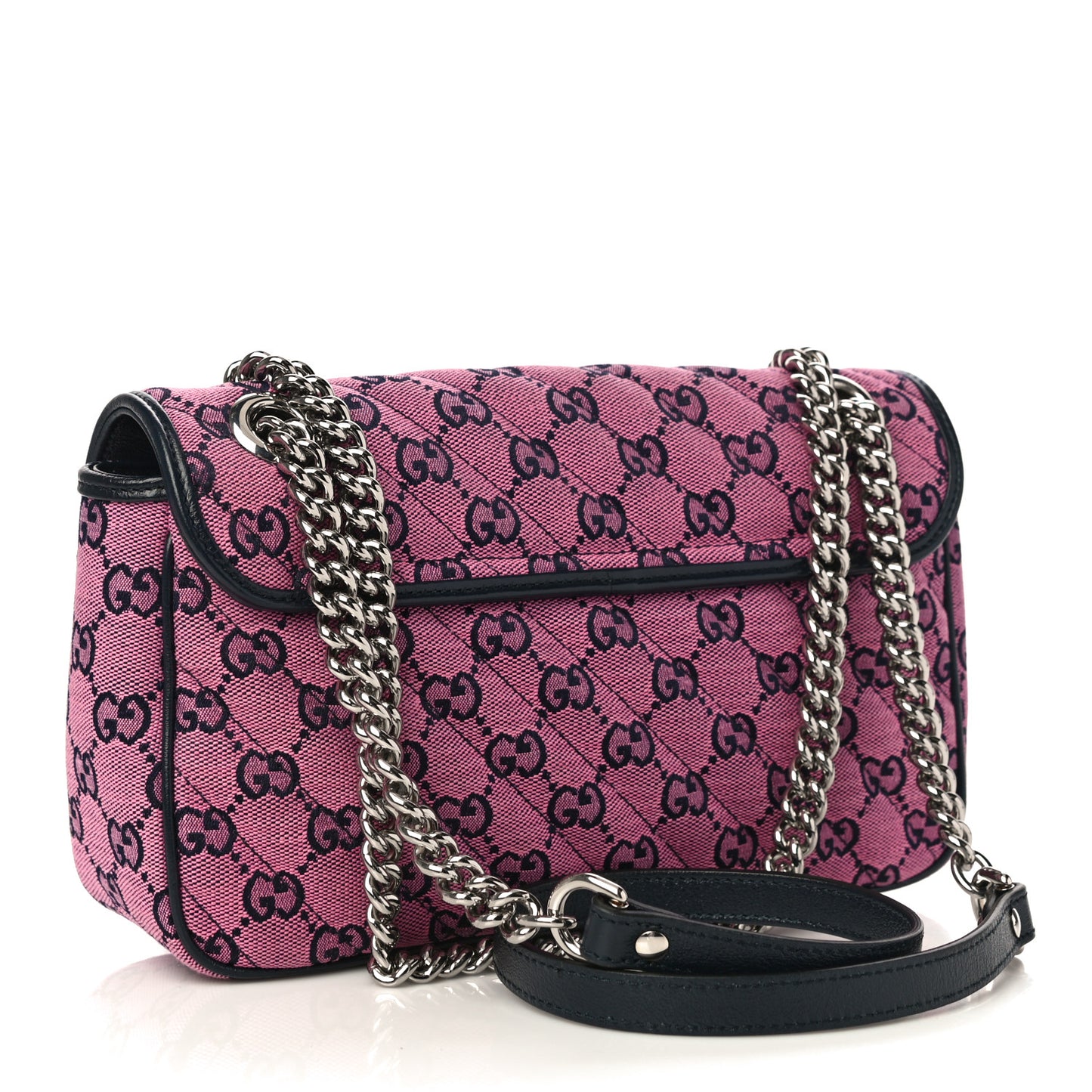 Monogram Multicolor Matelasse Diagonal Small GG Marmont Shoulder Bag Pink Blue
