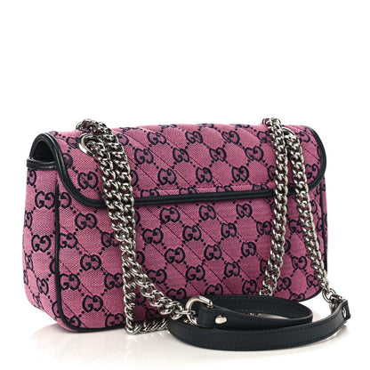 Gucci Monogram Multicolor Matelasse Diagonal Small GG Marmont Shoulder Bag Pink Blue 3 of 11