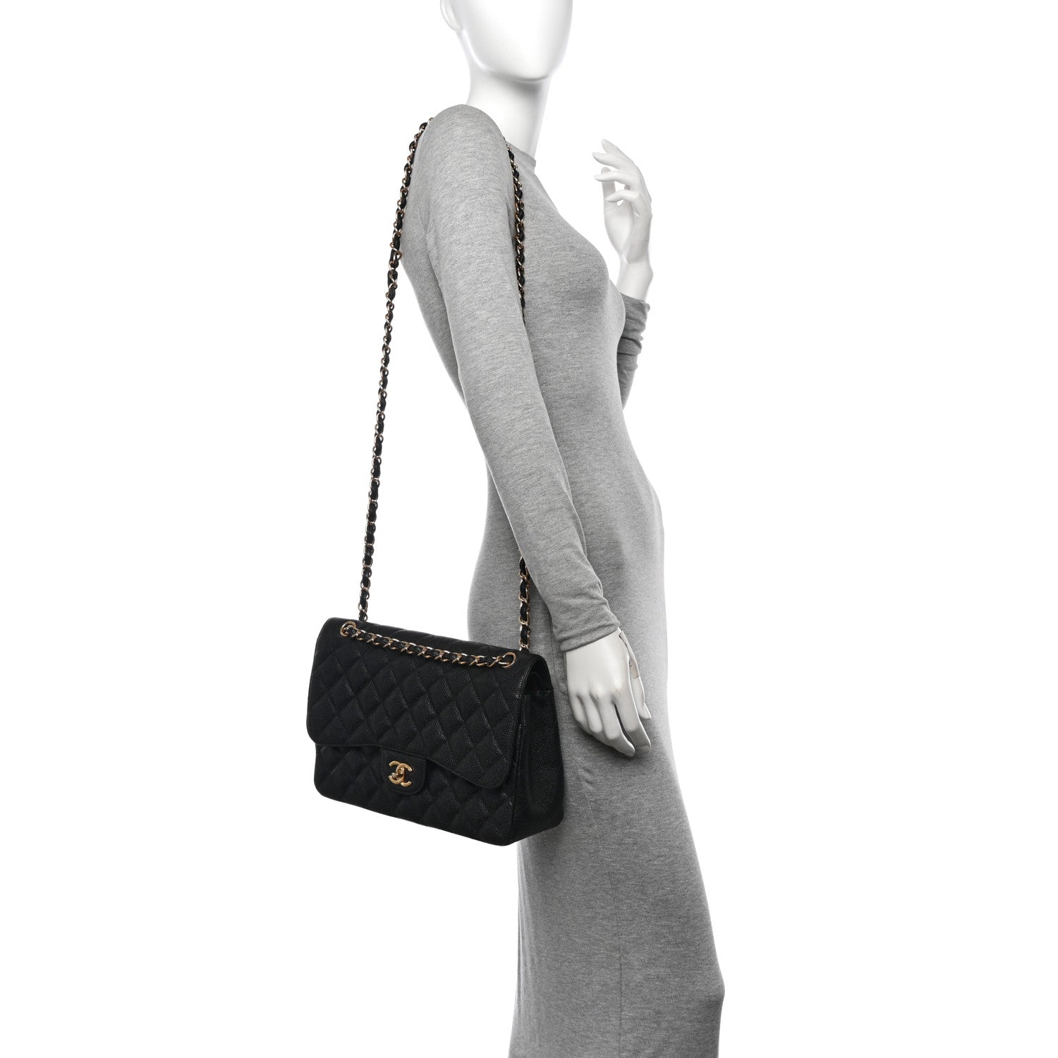 Chanel Caviar Quilted Jumbo Double Flap Black 2 of 17