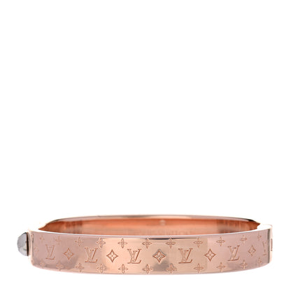 Louis Vuitton Brass Crystal Monogram Nanogram Strass Cuff S Pink Gold 1 of 7