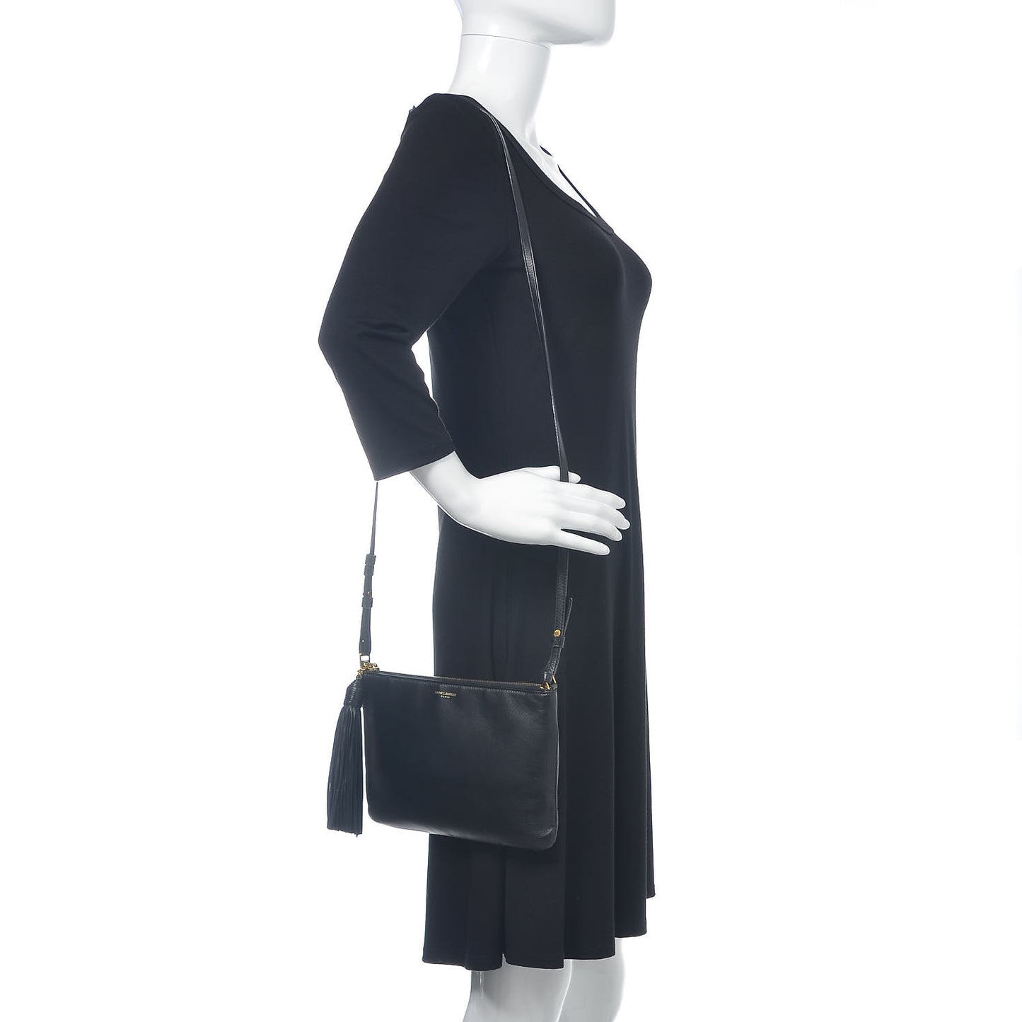 Calfskin Teen Monogram Crossbody Bag Black