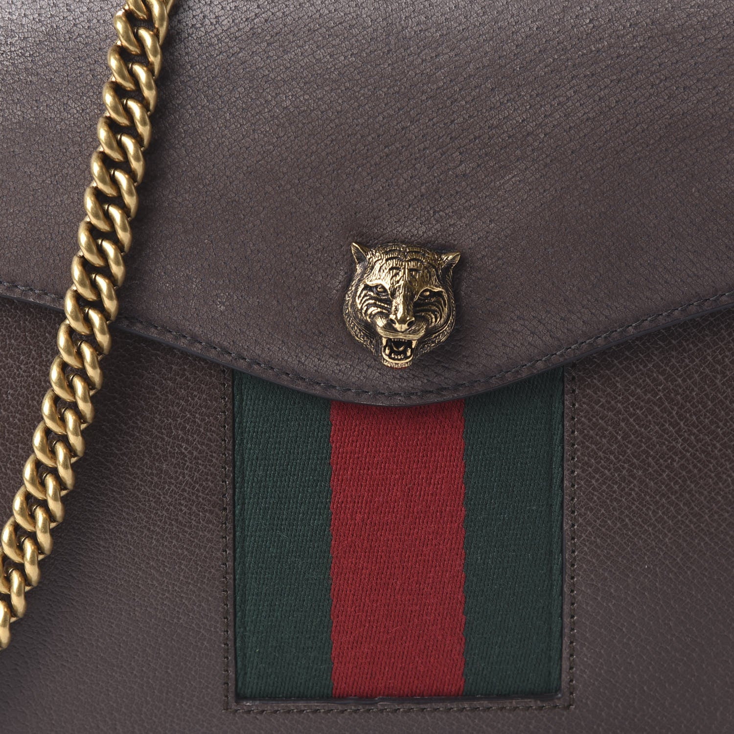 Gucci Grained Calfskin Web Animalier Shoulder Bag Brown 10 of 10