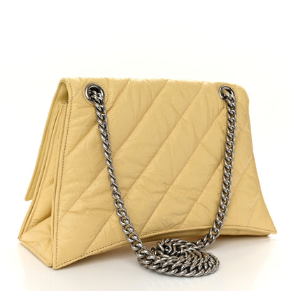 Balenciaga Crushed Calfskin Quilted Medium Crush Chain Bag Butter Yellow 3 of 10