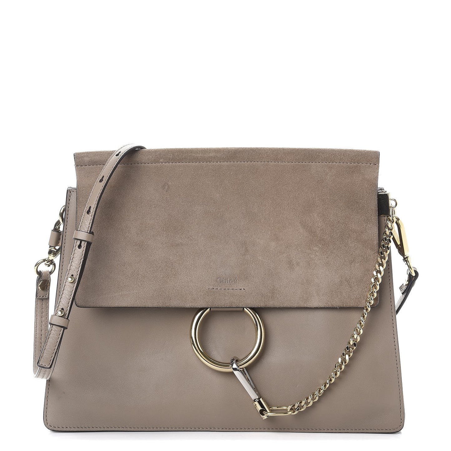 Calfskin Suede Medium Faye Shoulder Bag Motty Grey