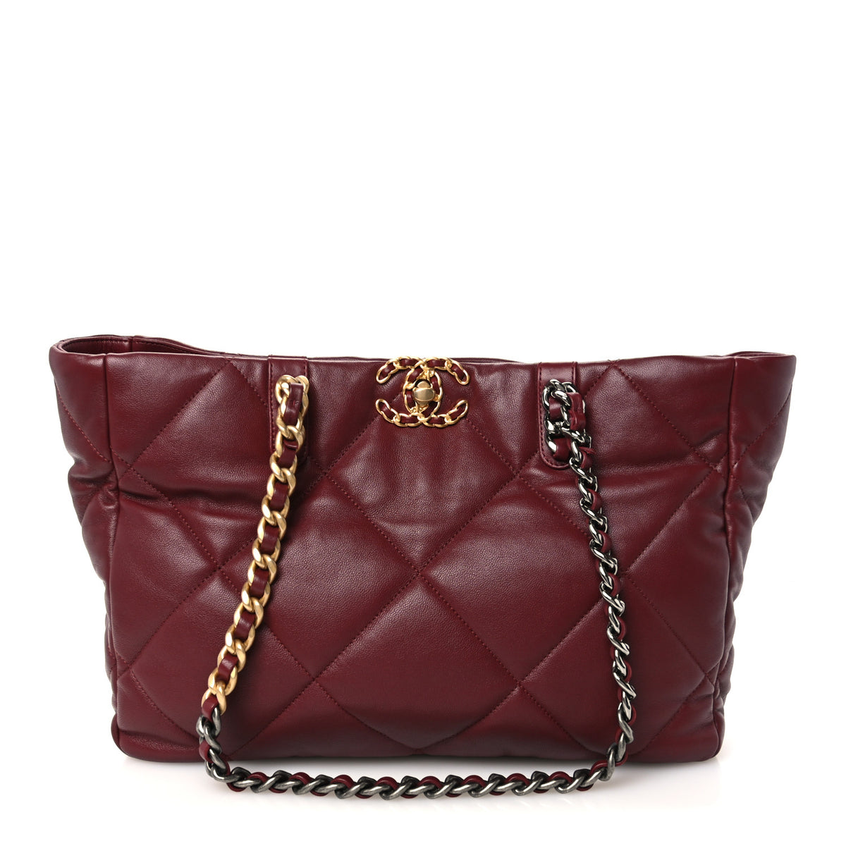 Chanel Lambskin Quilted Chanel 19 East West Shopping Bag Dark Brown 1 of 10