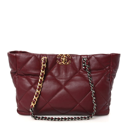 Chanel Lambskin Quilted Chanel 19 East West Shopping Bag Dark Brown 1 of 10