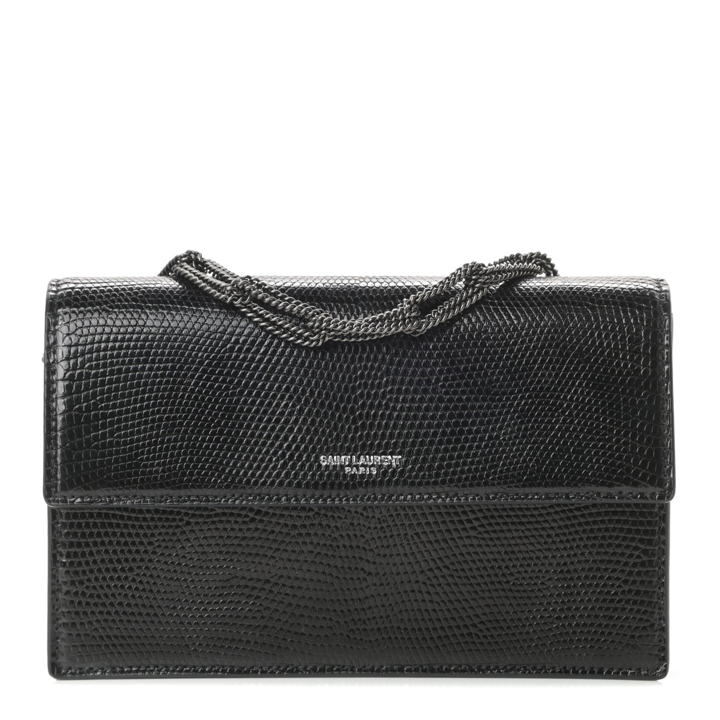 Calfskin Lizard Embossed Small Pochette Black