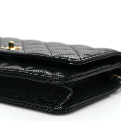 Chanel Caviar Quilted CC Turnlock Wallet On Chain WOC Black 10 of 11