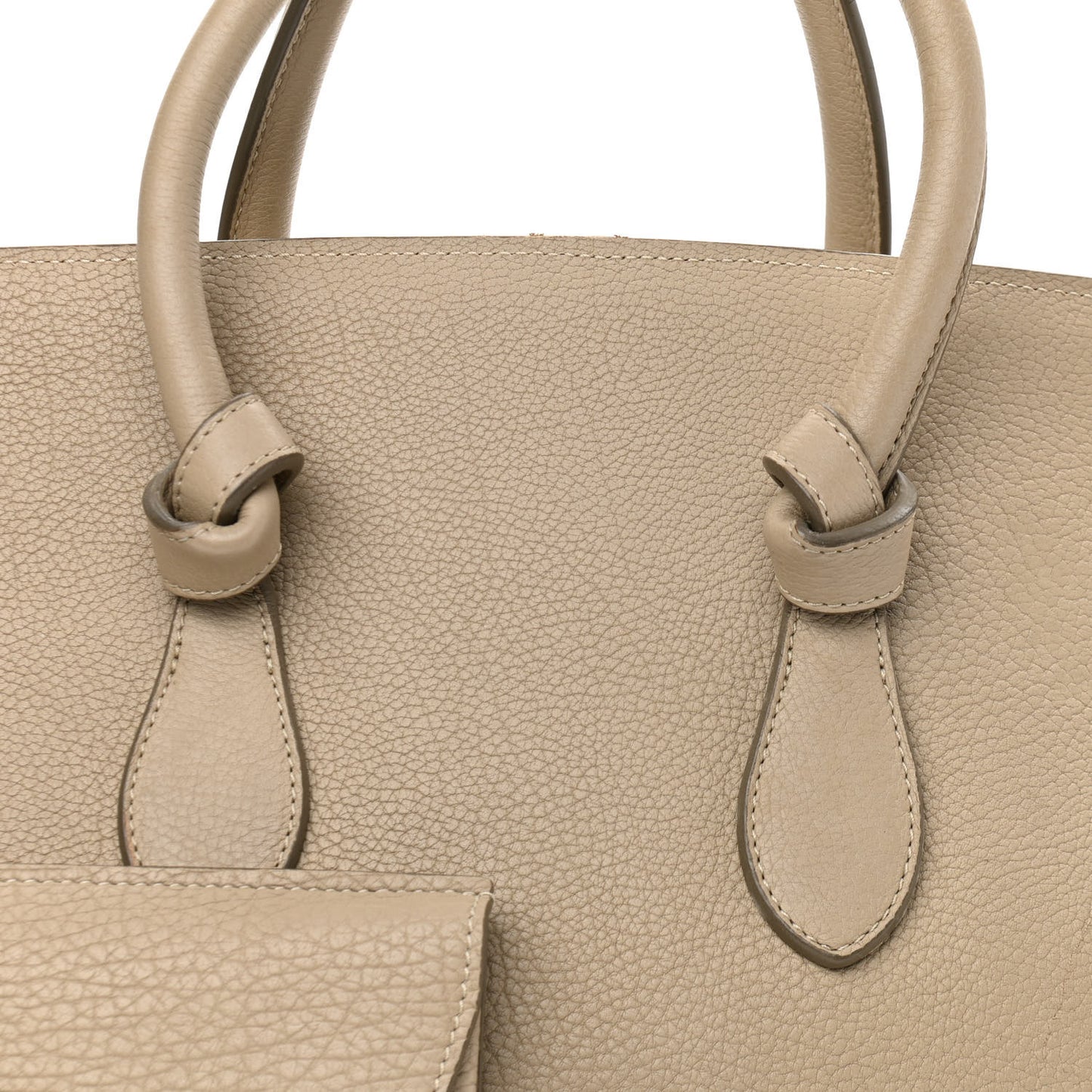 Crisped Calfskin Small Tie Knot Tote Light Taupe