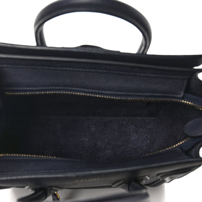 Celine Drummed Calfskin Nano Luggage Navy Blue 5 of 9