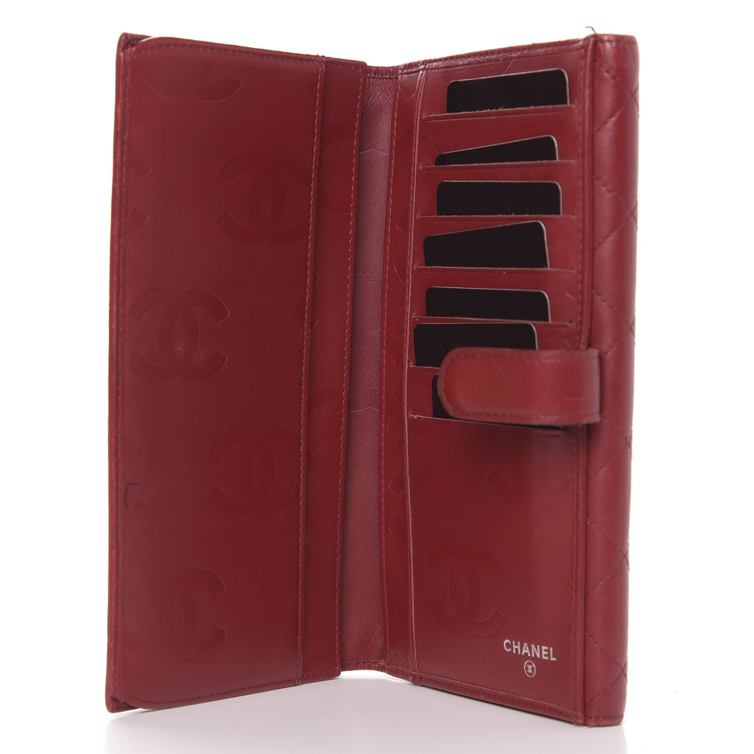Chanel Calfskin Quilted Cambon Long Double Wallet Red 9 of 28