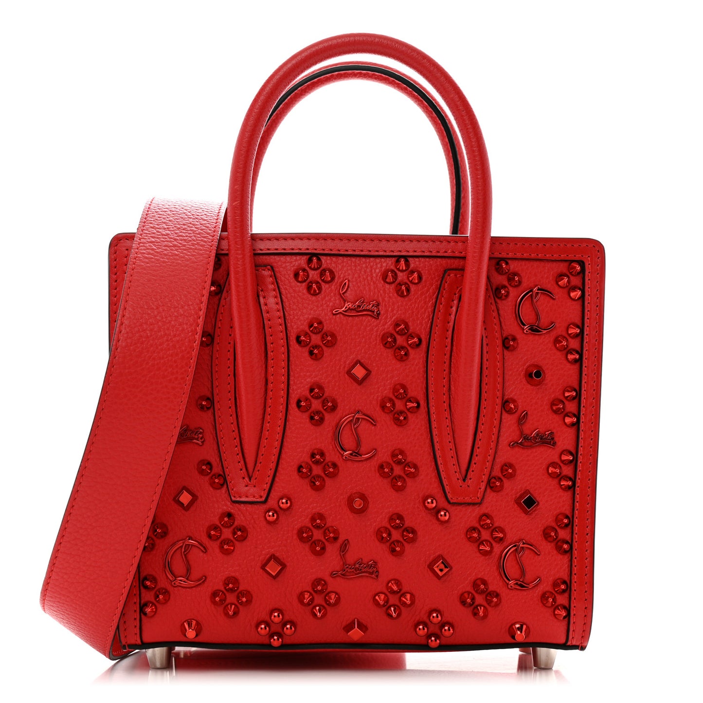Calfskin Spikes Loubinthesky Mini Paloma Red
