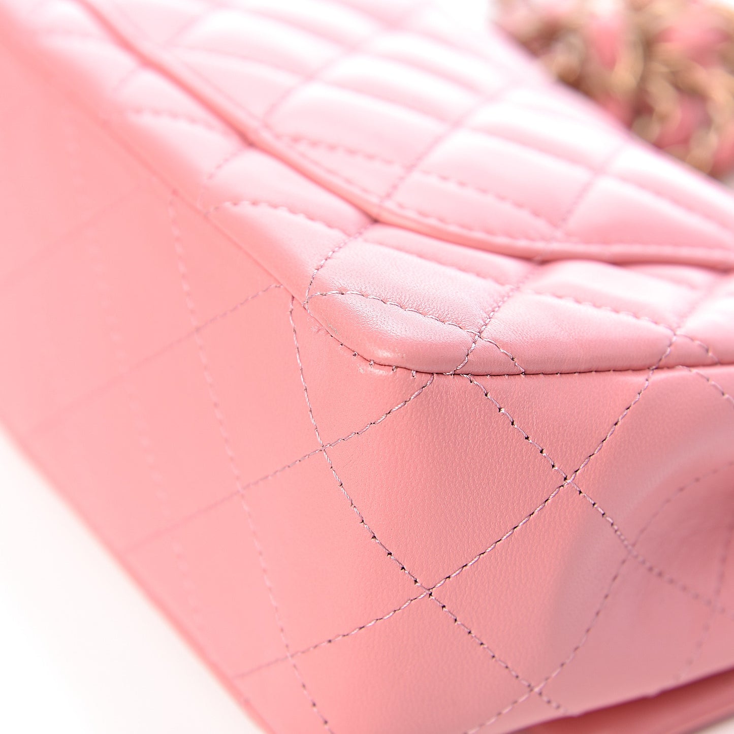 Lambskin Quilted Mini Rectangular Flap Pink