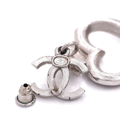 Chanel Crystal Heart CC Drop Earrings Silver 5 of 5