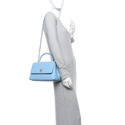 Chanel Caviar Quilted Small Coco Chain Handle Flap Light Blue 2 of 11
