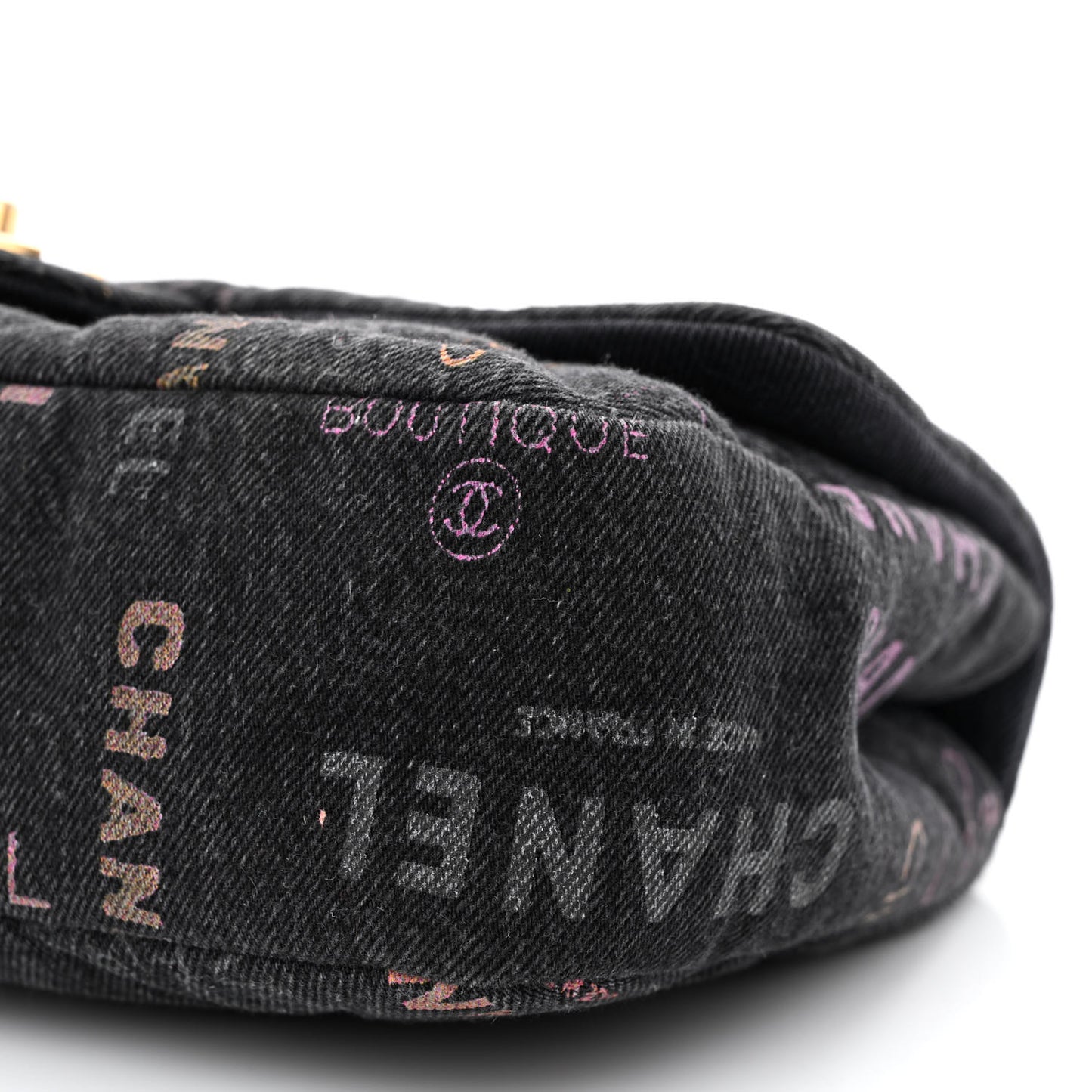 Denim Quilted Denim Mood Large Flap Black Multicolor