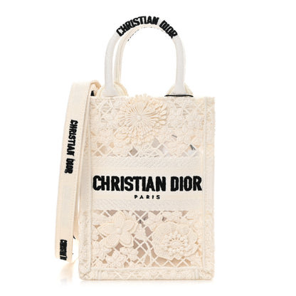 Christian Dior Embroidered D-Lace Mini Book Tote Phone Bag White Black 1 of 13