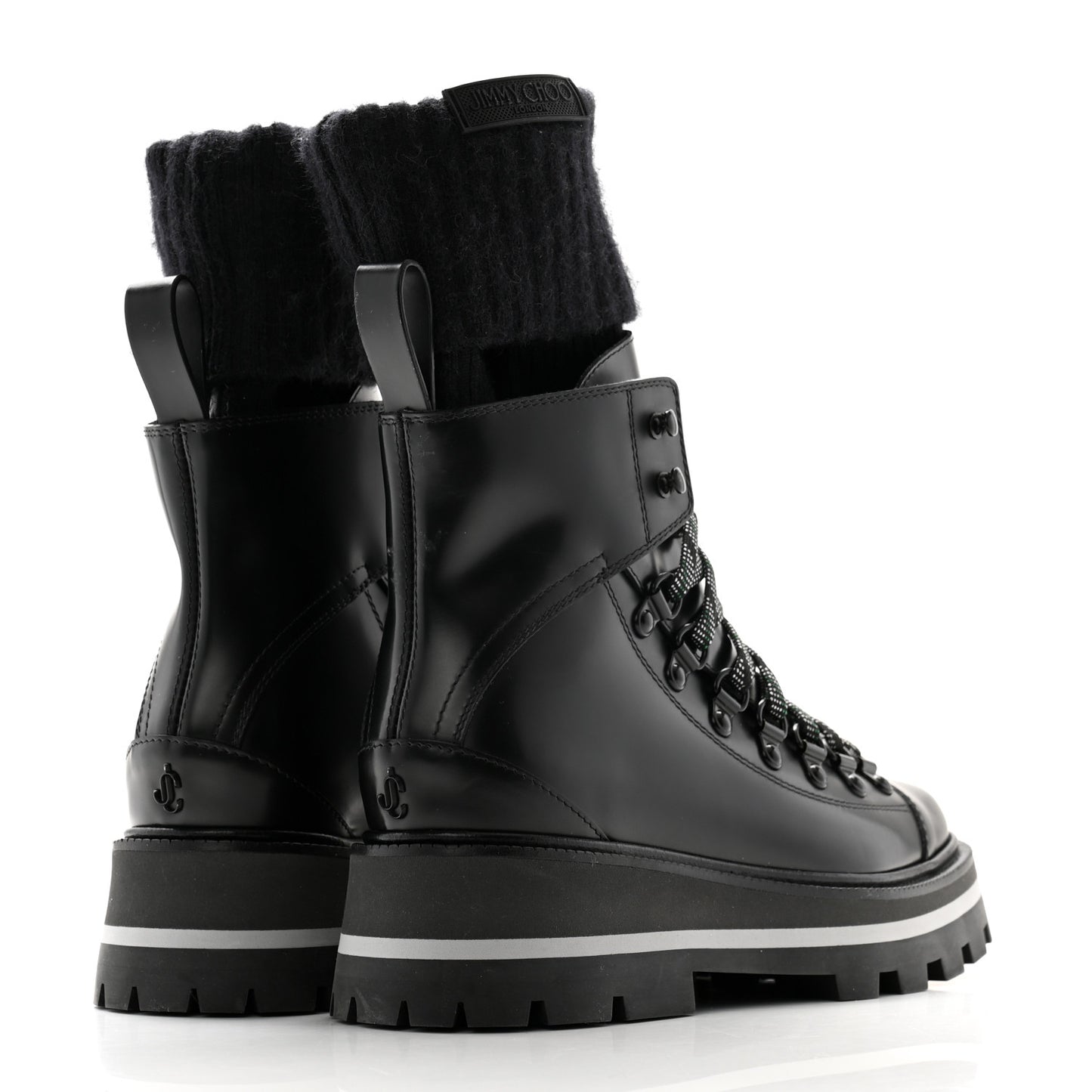 Calfskin Knit Wool Chike Ankle Boots 35 Black