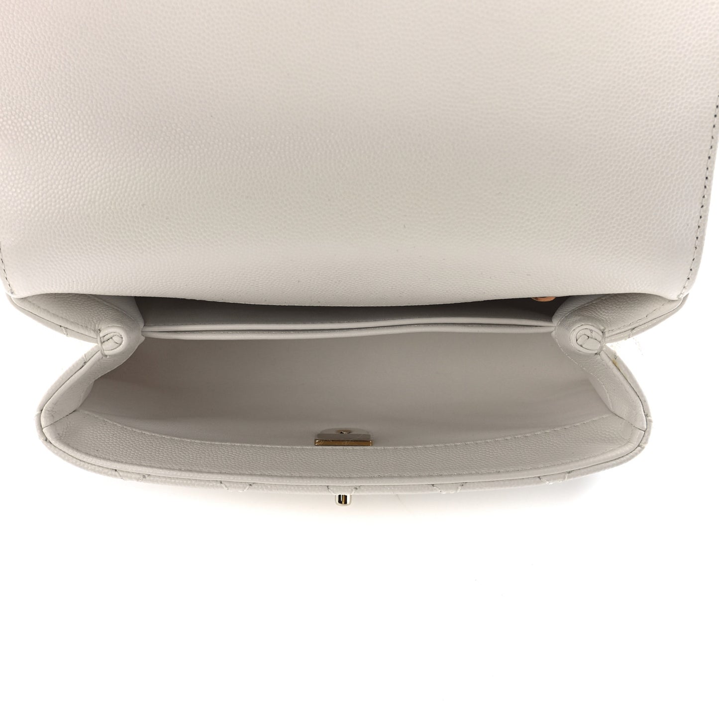 Caviar Quilted Mini Coco Handle Flap White