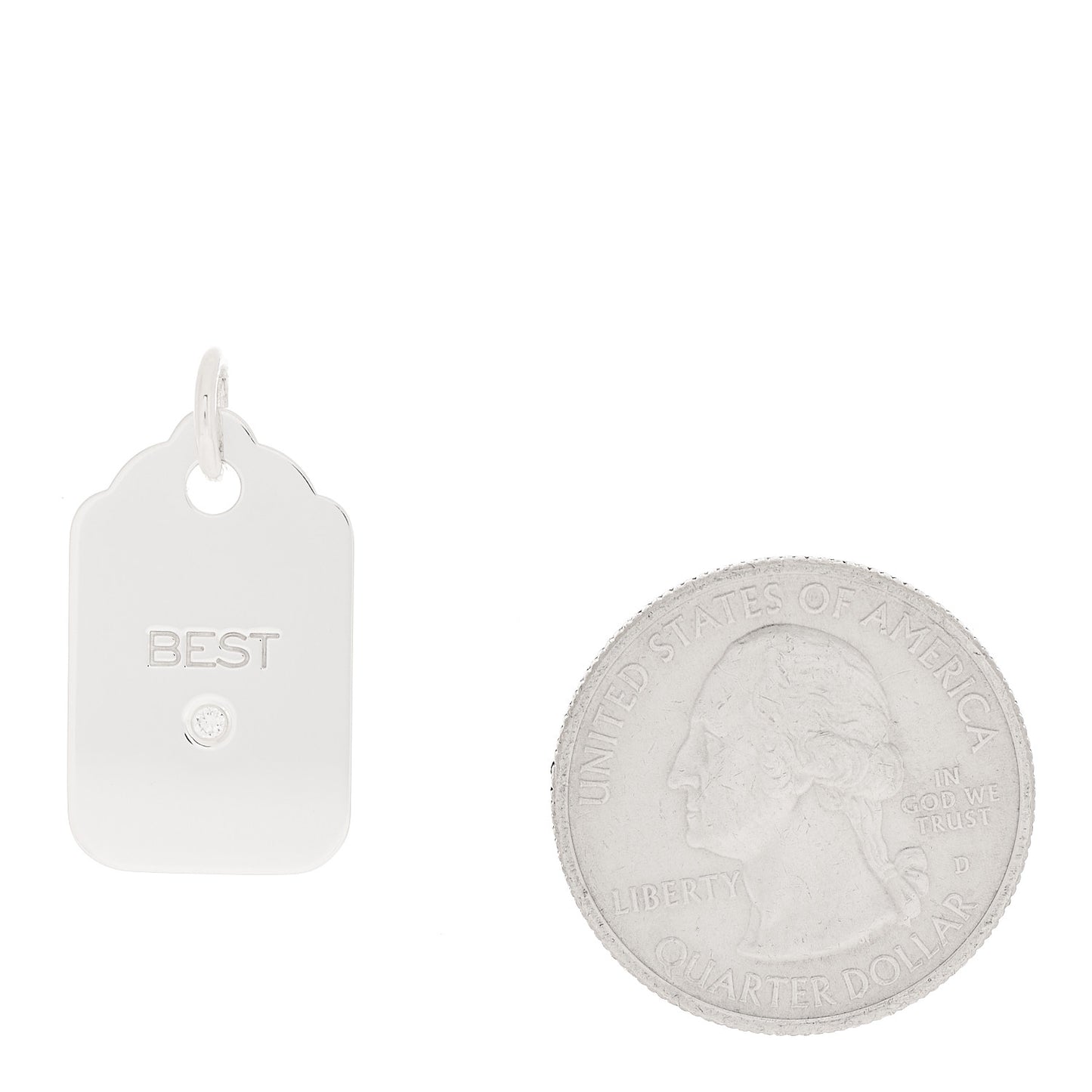 Sterling Silver Diamond Best Tag Charm