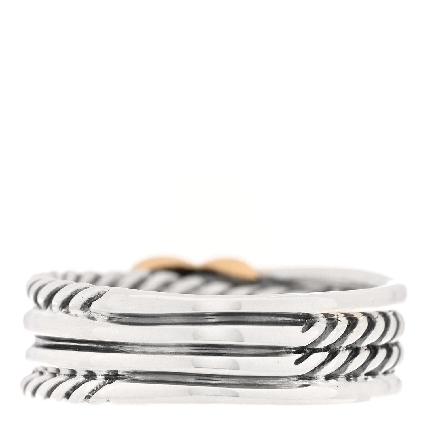 David Yurman Sterling Silver 18K Yellow Gold 6mm X Crossover Ring 54 7 3 of 4