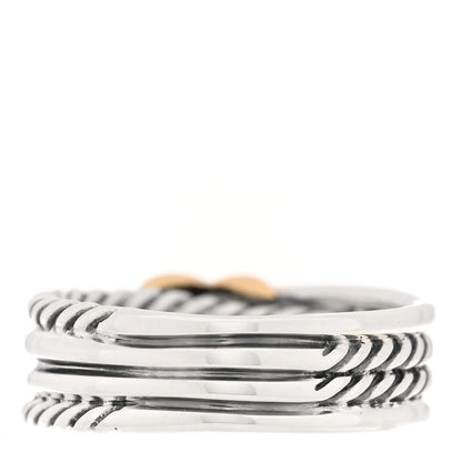 David Yurman Sterling Silver 18K Yellow Gold 6mm X Crossover Ring 54 7 3 of 4