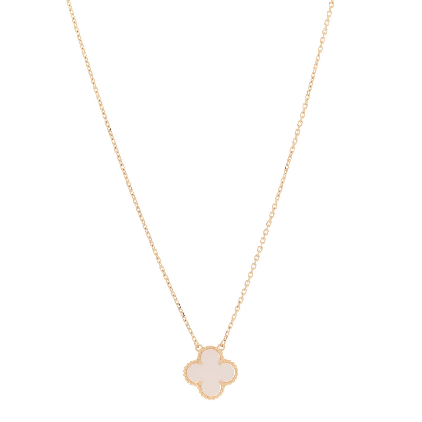 18K Yellow Gold Mother of Pearl Vintage Alhambra Pendant Necklace