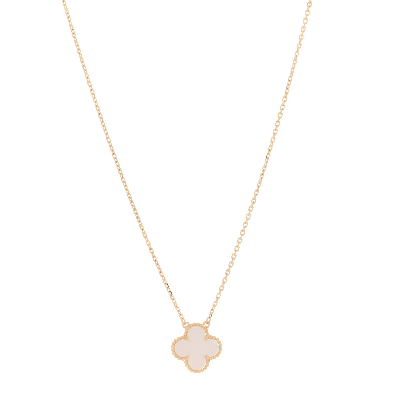 Van Cleef & Arpels 18K Yellow Gold Mother of Pearl Vintage Alhambra Pendant Necklace 1 of 7