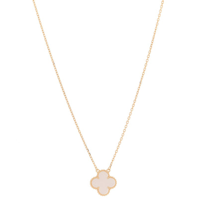 Van Cleef & Arpels 18K Yellow Gold Mother of Pearl Vintage Alhambra Pendant Necklace 1 of 7