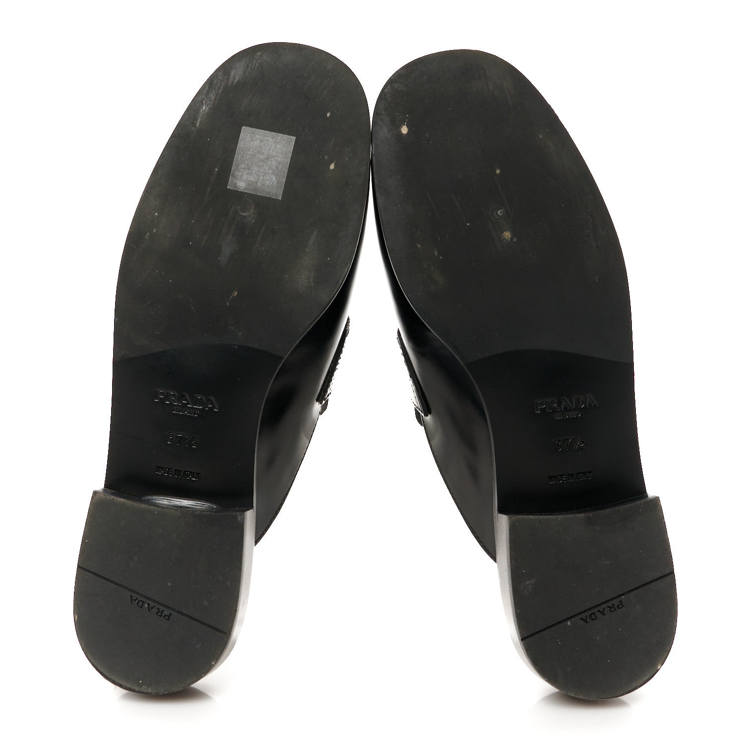 Prada Spazzolato Triangle 40mm Loafer Mules 37.5 Black 6 of 9