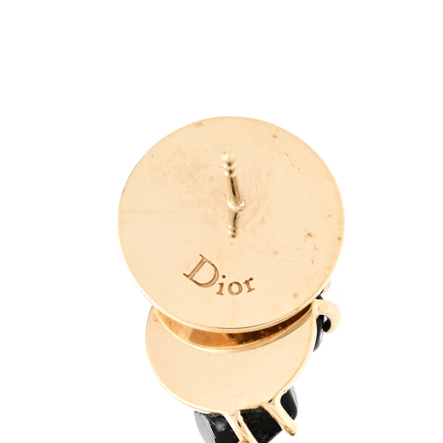 Christian Dior Crystal Circle Drop Earrings Gold 5 of 5