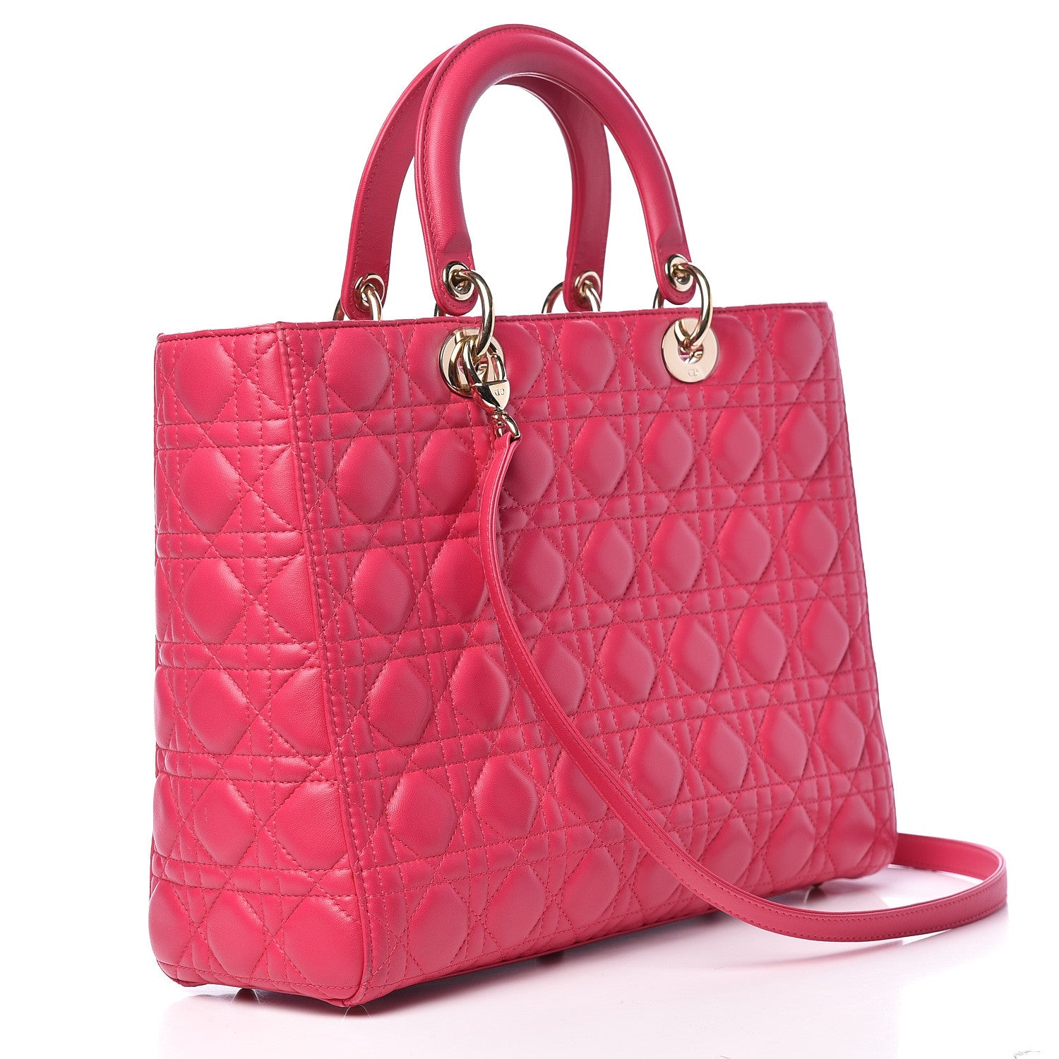 Christian Dior Lambskin Cannage Large Lady Dior Fuchsia 3 of 12